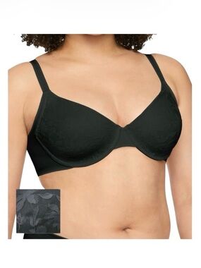 Warners blissful benefits Black Lace Underwire Unlined T-Shirt Bra  Size 38B